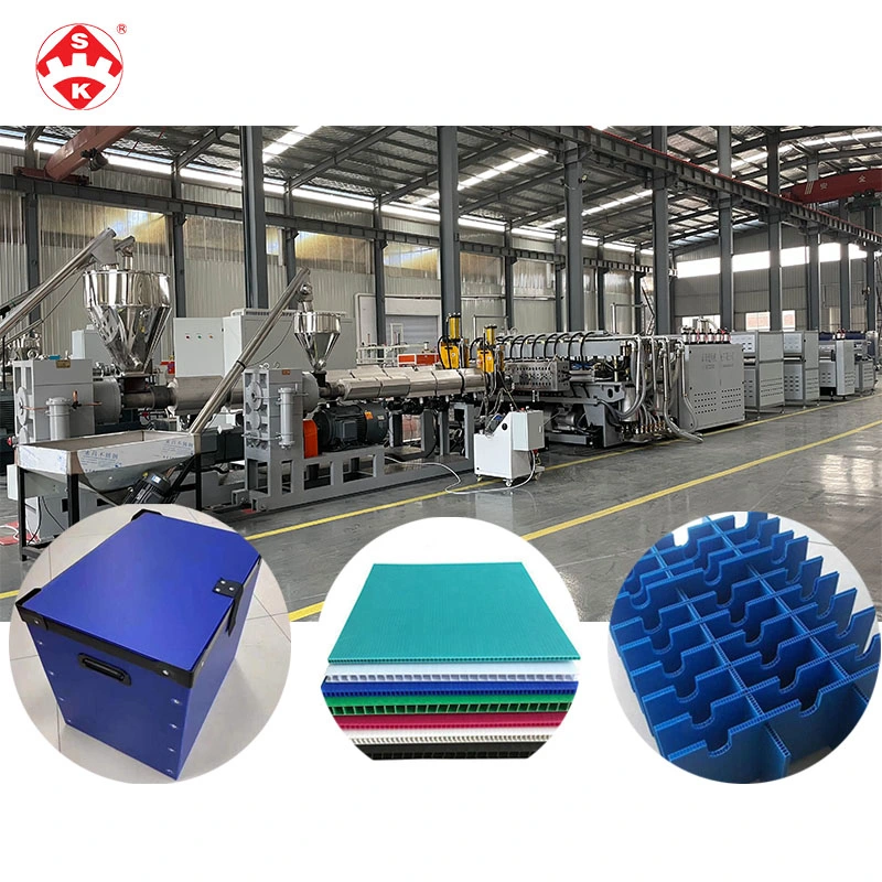 12000-2800mm Polypropylene Multilayer Grid Fluted colorful Painting PP Hollow Sheet Corrugated Board Packing Boxes Carton Sheet Making Extruder Machine